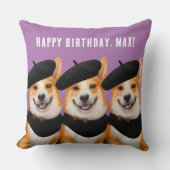 かわいいシックなコーギドッグズウィッシュユーハッピーバースデー クッション (正面)