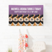 かわいいシックなコーギドッグズウィッシュユーハッピーバースデー 横断幕 (インサイチュ)