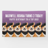 かわいいシックなコーギドッグズウィッシュユーハッピーバースデー 横断幕 (横)