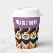 かわいいシックなコーギドッグズウィッシュユーハッピーバースデー 紙コップ (裏面)