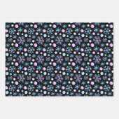 かわいいシックなスノーフレークの水色のクリスマス ラッピングペーパーシート (正面3)