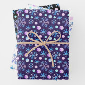 かわいいシックなスノーフレークの水色のクリスマス ラッピングペーパーシート (インサイチュ)