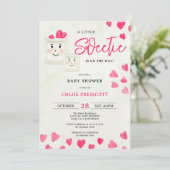 かわいいシックなパステル小さな甘いハートベビーシャワー 招待状 (スタンド正面)