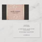 かわいいシックなピンクとブラックの金ゴールド紙吹雪 ガーリー 名刺 (正面/裏面)