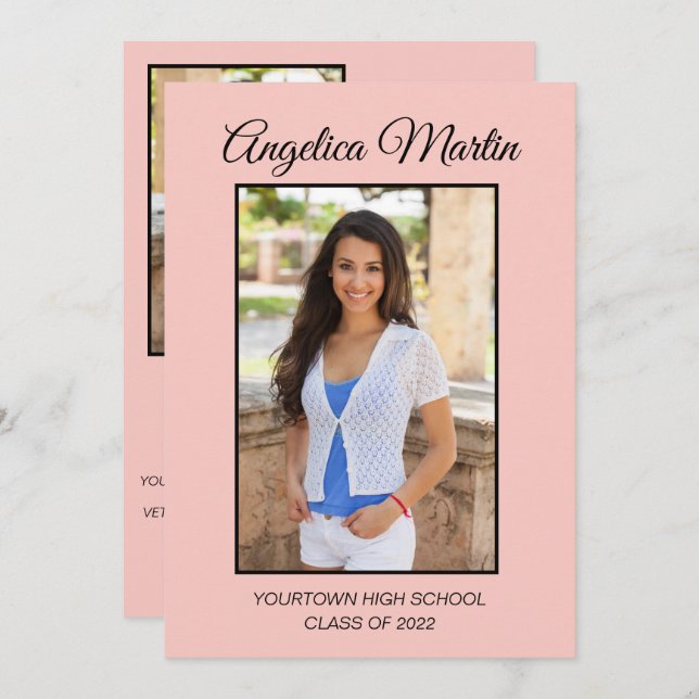 かわいいシックなピンクの卒業式3フォトクラス2022 (正面/裏面)