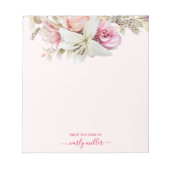 かわいいシックなピンクはっきりしたのエレガントフローラ ノートパッド (正面)