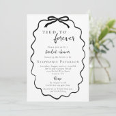 かわいいシックなブラックボウ永遠に結び付けブライダルシャワー 招待状 (スタンド正面)