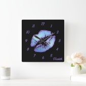 かわいいシックな口紅プリント スクエア壁時計 (ホーム)