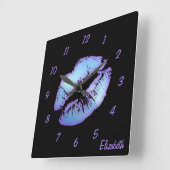 かわいいシックな口紅プリント スクエア壁時計 (傾斜)