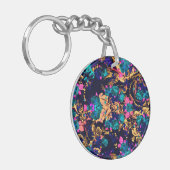 かわいいシックな抽象芸術の花の背景 キーホルダー (正面左)
