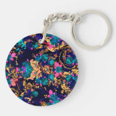 かわいいシックな抽象芸術の花の背景 キーホルダー (裏面)