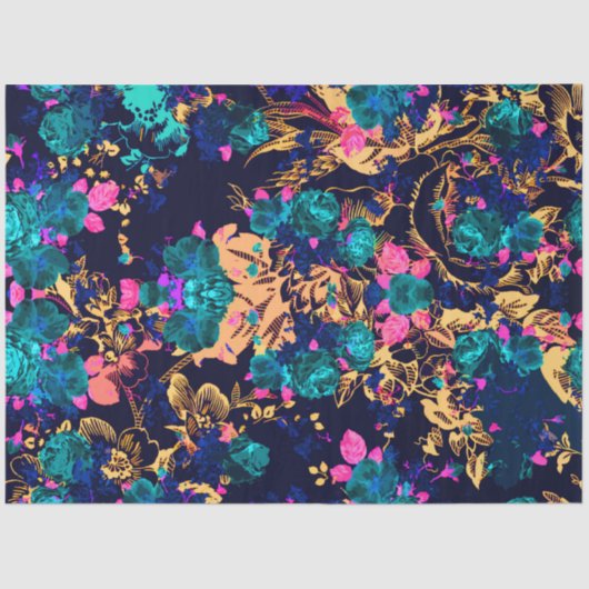 かわいいシックな抽象芸術の花の背景 薄葉紙 (正面)