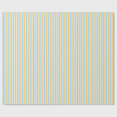 かわいいシックな暖かい黄色とベビーブルーストライプ ラッピングペーパー (フラット)