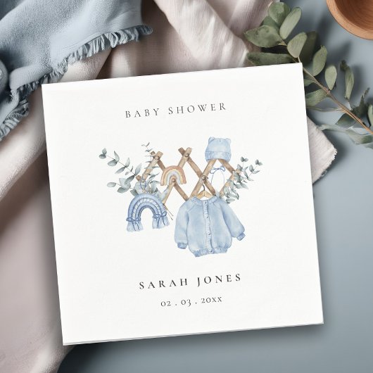 かわいいシックな男の子の赤ちゃん服エッセンシャルベビーシャワー スタンダードカクテルナプキン