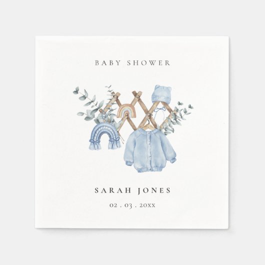 かわいいシックな男の子の赤ちゃん服エッセンシャルベビーシャワー スタンダードカクテルナプキン (正面)