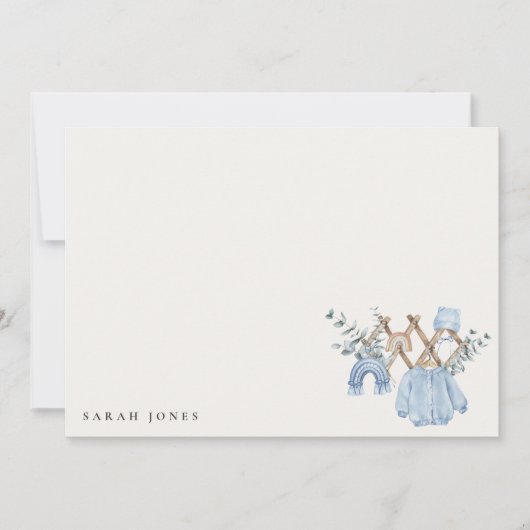 かわいいシックな男の子の赤ちゃん服エッセンシャルベビーシャワー ノートカード (正面)