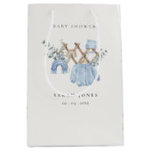 かわいいシックな男の子の赤ちゃん服エッセンシャルベビーシャワー ミディアムペーパーバッグ (正面)