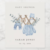 かわいいシックな男の子の赤ちゃん服エッセンシャルベビーシャワー ワインラベル (シングルラベル)