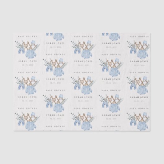 かわいいシックな男の子の赤ちゃん服エッセンシャルベビーシャワー 薄葉紙 (正面)