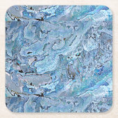 かわいいシックな紫の青フェイク海シェルパターン スクエアペーパーコースター (正面)