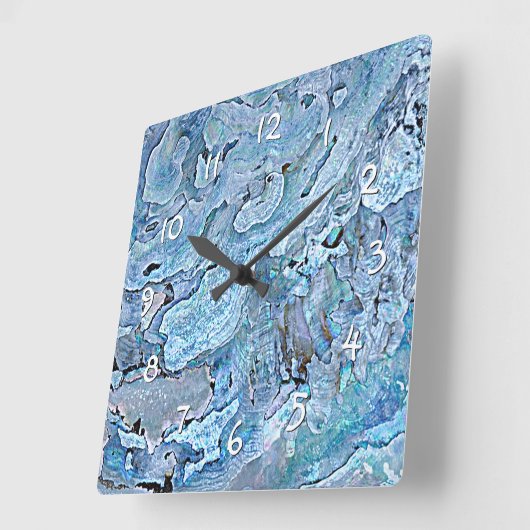 かわいいシックな紫の青フェイク海シェルパターン スクエア壁時計 (傾斜)