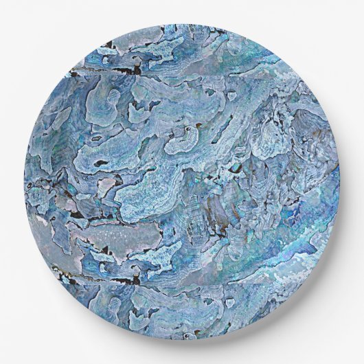 かわいいシックな紫の青フェイク海シェルパターン ペーパープレート (正面)