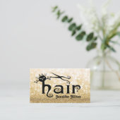 かわいいシックな黒猫ヘアロゴ 名刺 (スタンド正面)