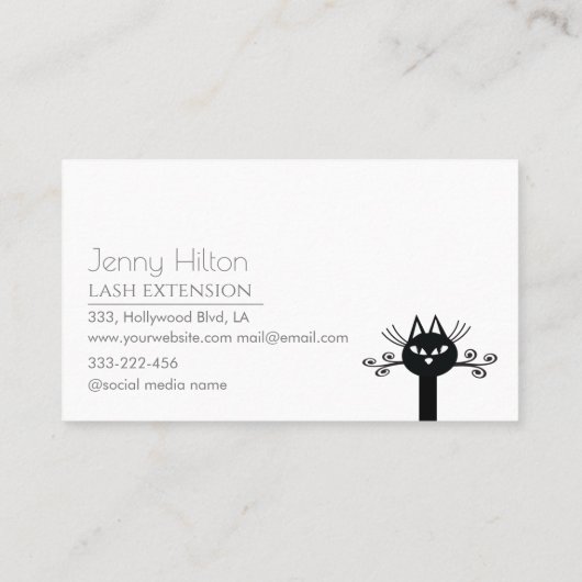 かわいいシックな黒猫ヘアロゴ 名刺 (裏面)