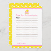 かわいいシックアドバイスリスト新しいママ赤ちゃんシャワー 招待状 (正面/裏面)