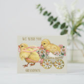 かわいいシックカラフルフローラタッグ男の子イースター シーズンポストカード (スタンド正面)