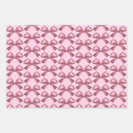 かわいいシックガーリーピンクサテンエステティックボウ ラッピングペーパーシート