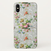 かわいいシックガーリーフローラグレー背景 Case-Mate iPhoneケース (裏面)