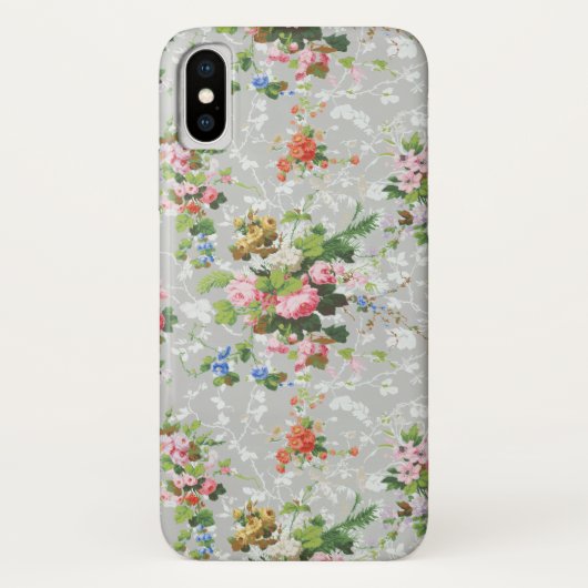 かわいいシックガーリーフローラグレー背景 Case-Mate iPhoneケース (裏面)
