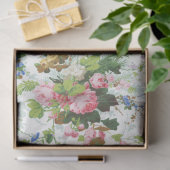 かわいいシックガーリーフローラホワイト背景 薄葉紙 (ギフト)