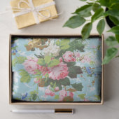 かわいいシックガーリーフローラ – パステルブルー背景 薄葉紙 (ギフト)