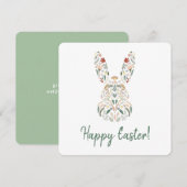 かわいいシックフローラバニーハッピーイースターグリーティング シーズンカード (正面/裏面)