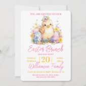 かわいいシックフローラピンクイースターブランチ 招待状 (正面)