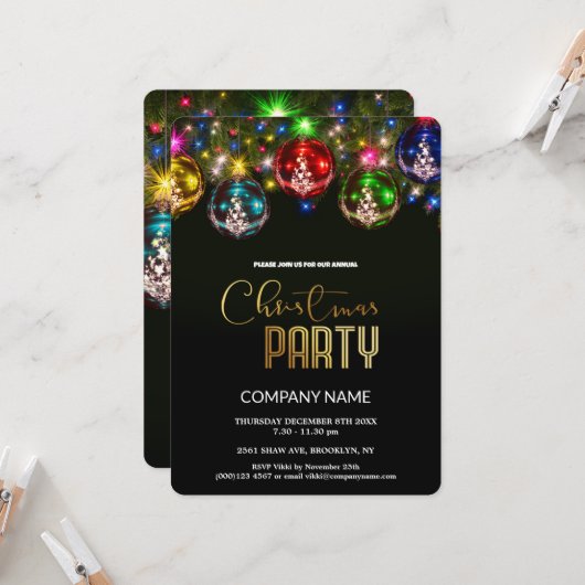 かわいいシック企業のクリスマスヴィンテージデコラ 招待状 (正面/裏面インサイチュ)