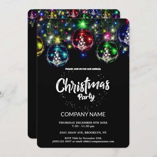 かわいいシック企業のクリスマスヴィンテージデコラ 招待状 (正面/裏面)