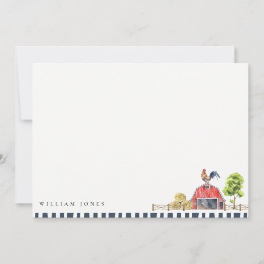 かわいいシック素朴レッドバーンロースターファームウォーター色 ノートカード (正面)