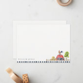 かわいいシック素朴レッドバーンロースターファームウォーター色 ノートカード (正面/裏面インサイチュ)