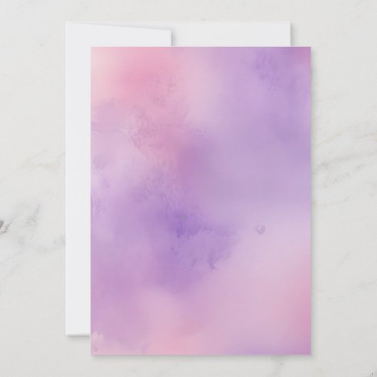 かわいいシック紫のフローラ蝶ガールベビーシャワー 招待状 (裏面)