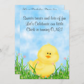 かわいいシック1歳の誕生日招待状for Girls 招待状 (正面/裏面)