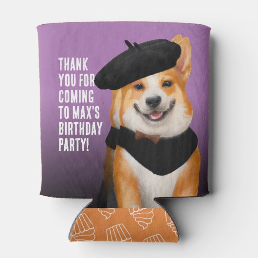 かわいいシックcorgiドッグス誕生日ありがとう 缶クーラー (裏面)