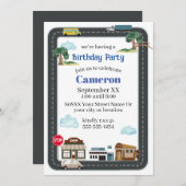 かわいいシティシーン交通路 招待状 (正面/裏面)