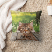 かわいいシベリアのぞき猫 クッション (ブランケット)