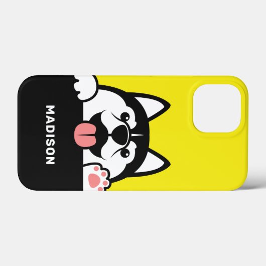 かわいいシベリアのハスキー名前をカスタムするの電話ケース Case-Mate iPhoneケース (裏面 (横))