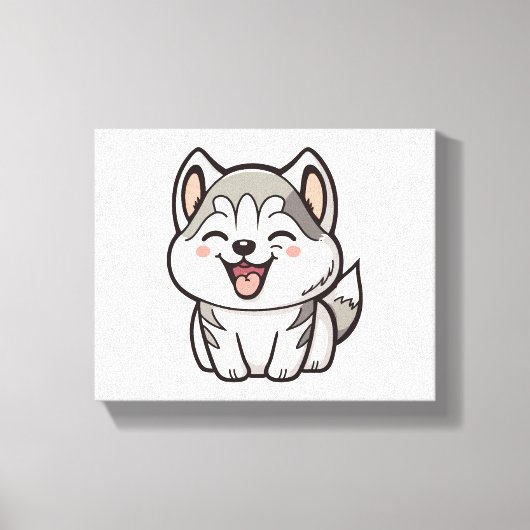 かわいいシベリアのハスキー犬 キャンバスプリント (正面)