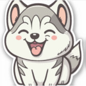 かわいいシベリアのハスキー犬 シール (正面)