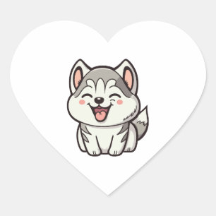 かわいいシベリアのハスキー犬 ハートシール